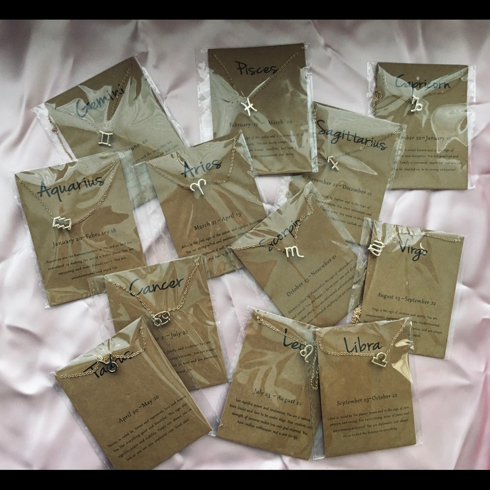 Zodiac sign necklace, silver or gold
Price is for each one